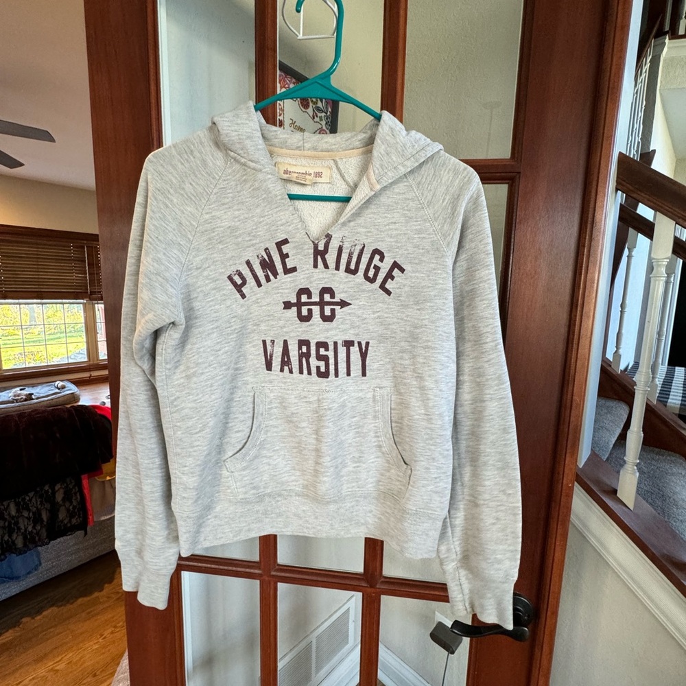 Abercrombie 1892 Light Grey Hooded Sweatshirt - Youth Size XL